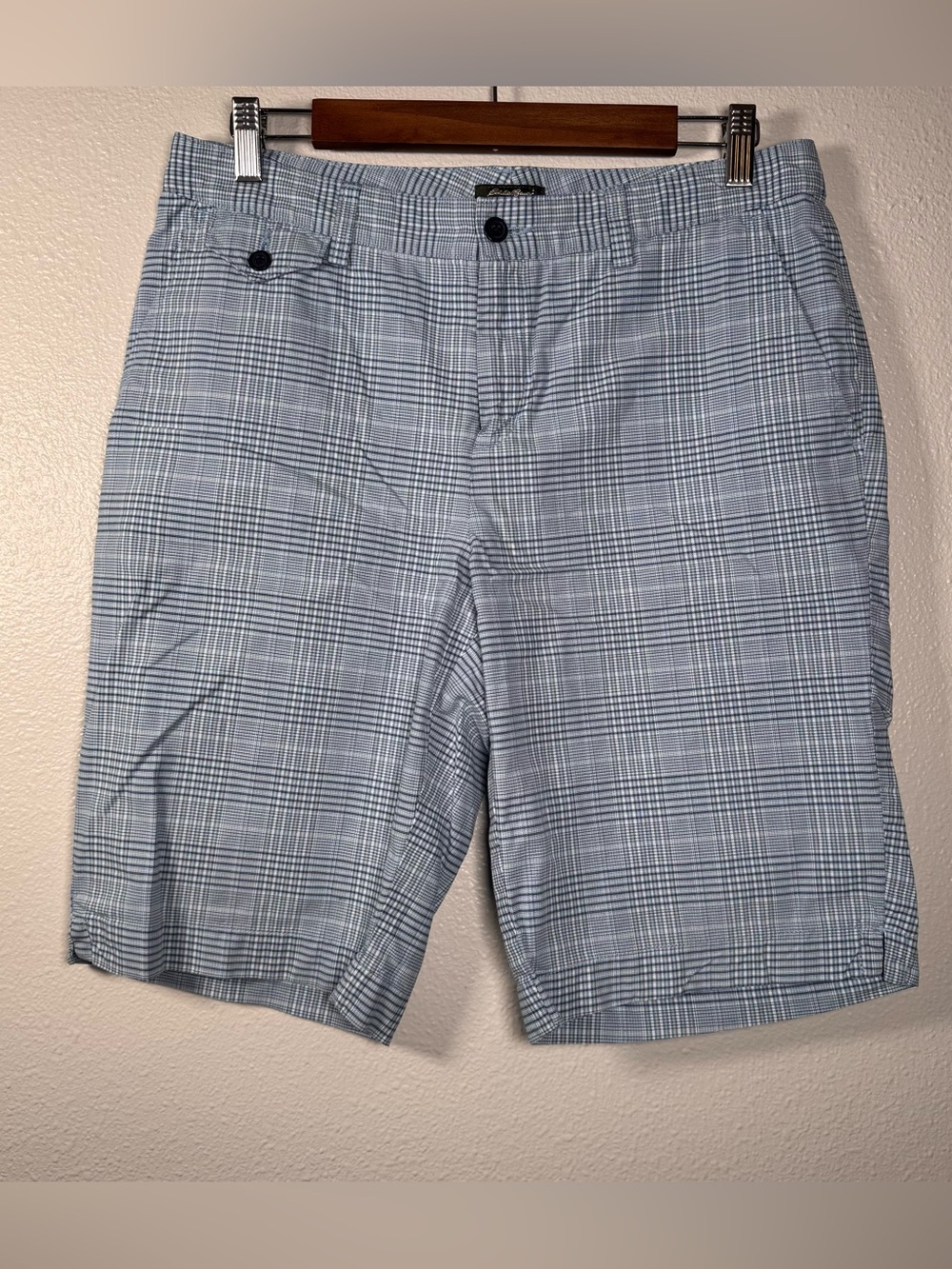 Women’s Eddie Bauer "MERCER FIT" Blue Plaid Shorts  SIZE 8 Preppy Golf Cotton